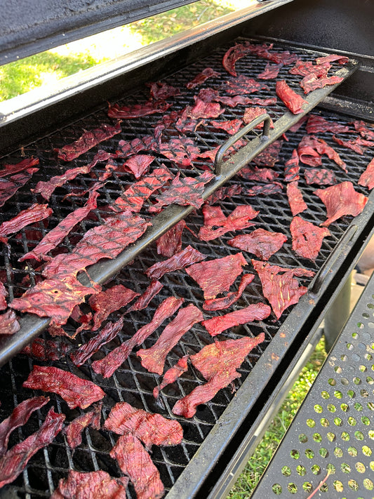 Smoked Beer Jerky on an Offset Smoker