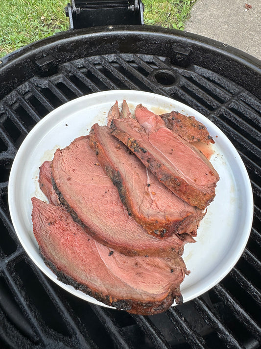 Smoked Venison Sirloin Tip Roast on a Kamado Grill