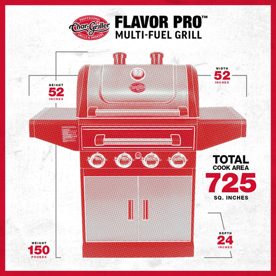 Flavor Pro™ Multi-Fuel Grill Spec Image