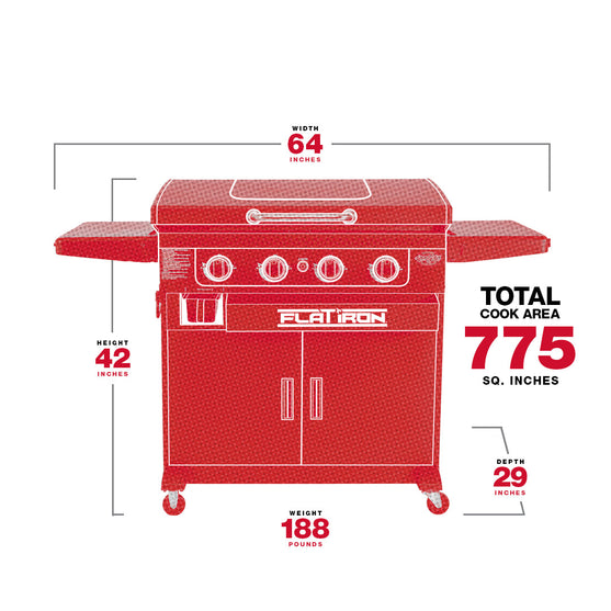 Flat Iron® Premium Gas Griddle Spec Image