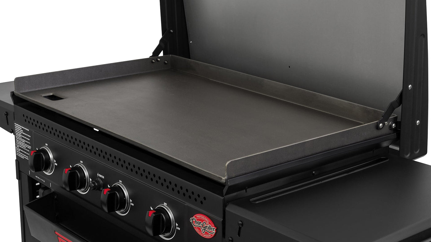 Char-Griller Flat Iron 3-Burner Outdoor Griddle GAS Grill with Lid in Black